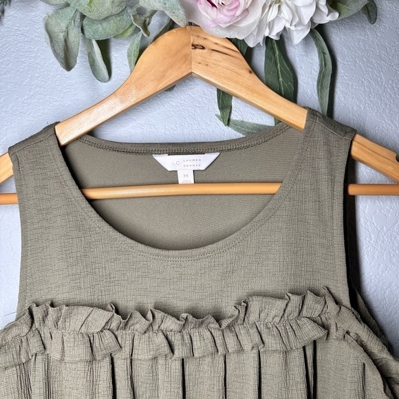 Lauren Conrad‎ Olive Green Off Shoulder Dress Size M - Picture 5 of 12